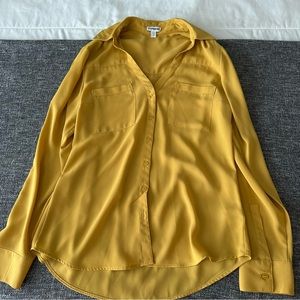 Express Mustard Yellow Button-Up Blouse
